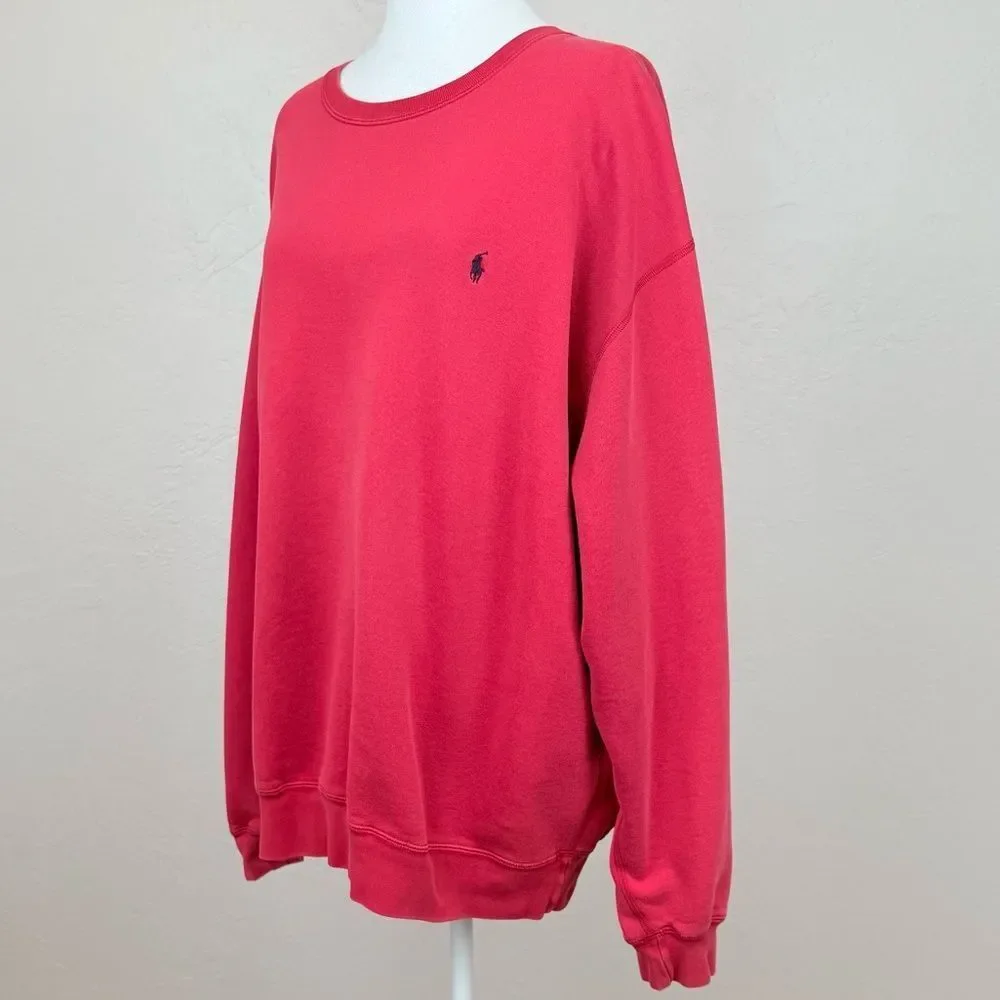 Vintage Polo Ralph Lauren Red Crew Neck Sweatshirt Size XL